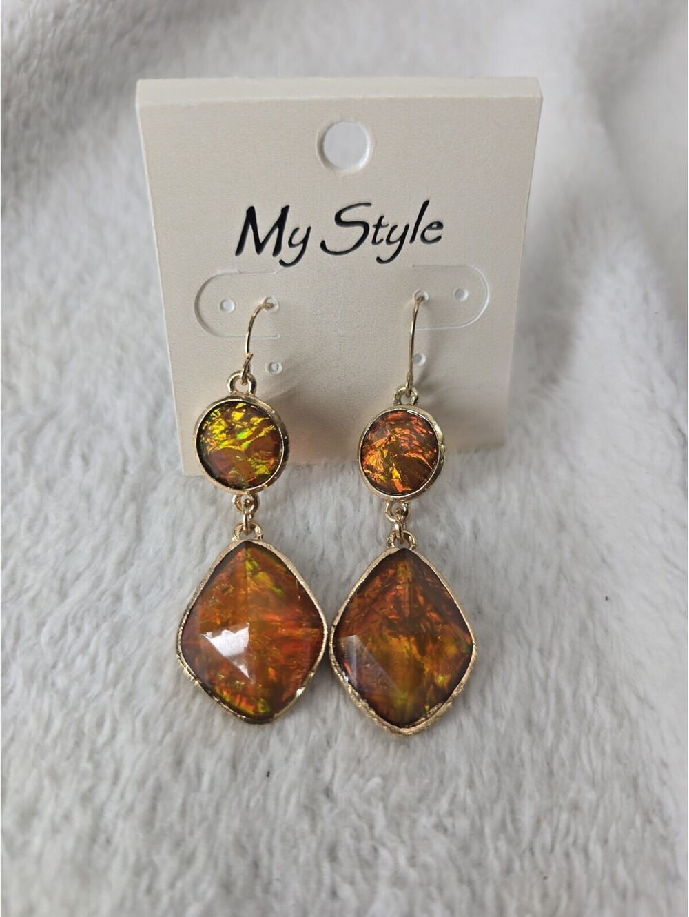 My Style Women’s Gold And Green Stones Hanging Earrings Costume Jewelry